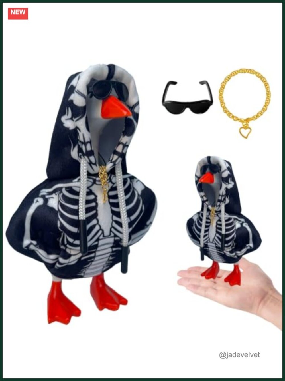 Miniature Skeleton Hoodie Set for 7 Inch Desk Goose Costume Accessories